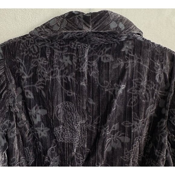 CARACTERE Women Velvet Jacket Blazer Size 6 Purple Lined Floral Collared 35-7 - Picture 6 of 14